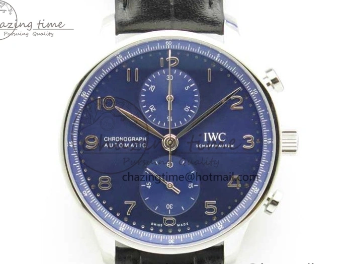 MIROTIME 0724 Timeless Portuguese Chrono IW371606 ZF 1:1 Best Edition Blue Dial on Black Leather Strap A 7099